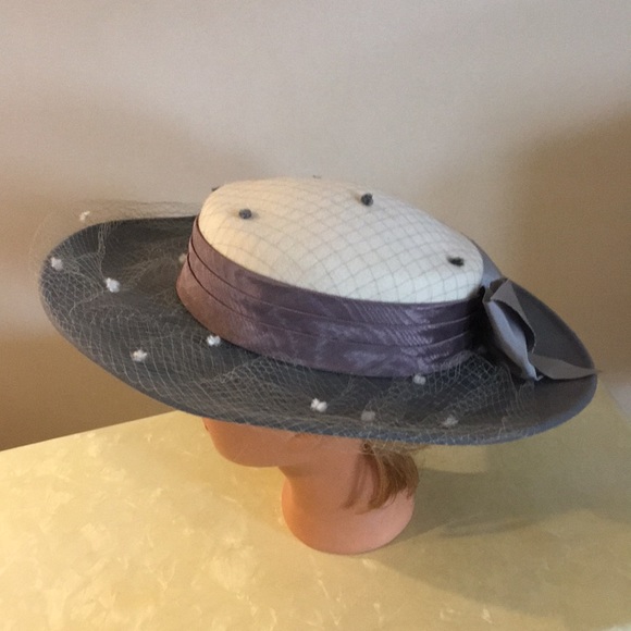 Vintage Whittall & Javits Gray and Ivory Hat - Picture 4 of 13